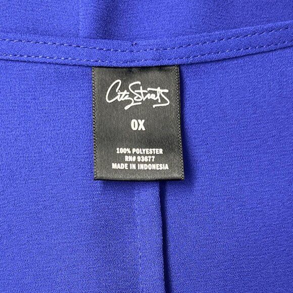 City Streets Women’s XL Royal Blue Blouse Lace Sleeve Polyester - Picture 3 of 4